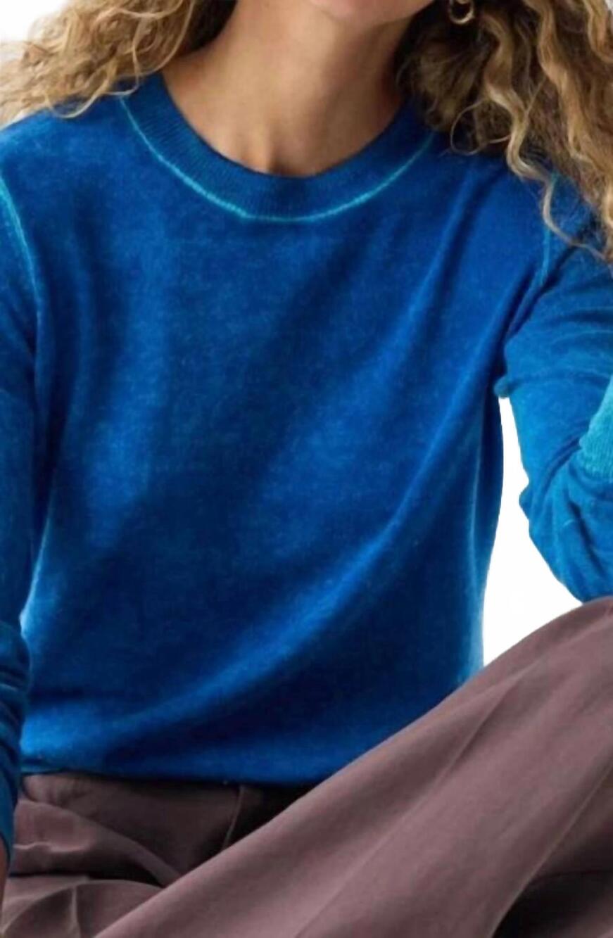 NEW AUTUMN CASHMERE long sleeve cashmere sweater in inked crew blue combo